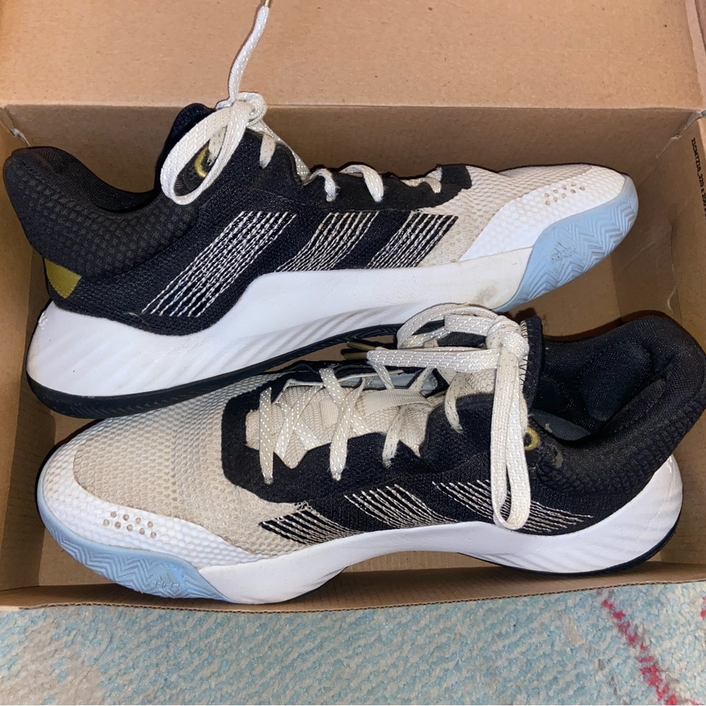 Adidas Men’s D.O.N. Issue #1 Basketball sneakers in black and white.